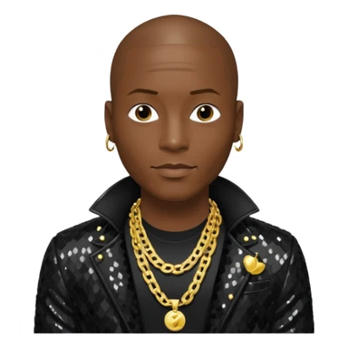 Tyrese Gibson with black sequin jacket, black shirt with necklace sticker