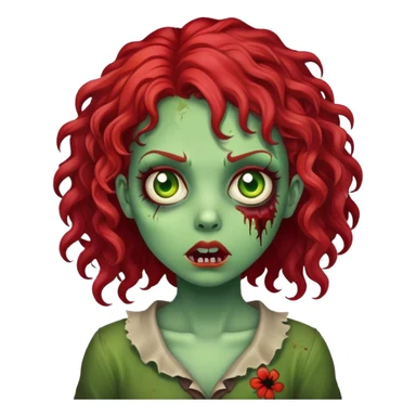 uma menina zumbi (pele verde) de cabelo cacheado vermelho sticker