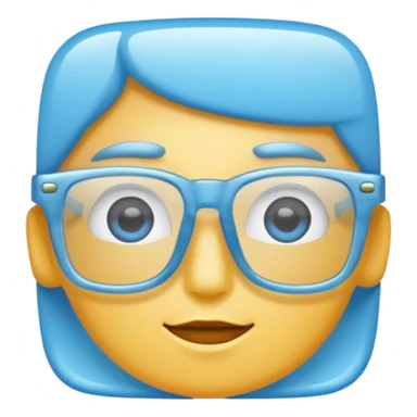 sky-blue square spectacle, slightly thick frame, glossy surface,Only glasses. sticker