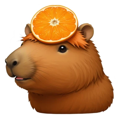 capybara with orange on head sticker
