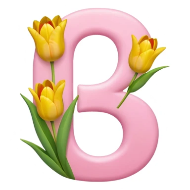 Number 8 made of soft pink and yellow tulips sticker
