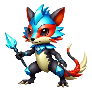 Shiny Epic Edgy Cool Colorful Vibrant Modern Vernid-Protogen-creature-animal, full body sticker
