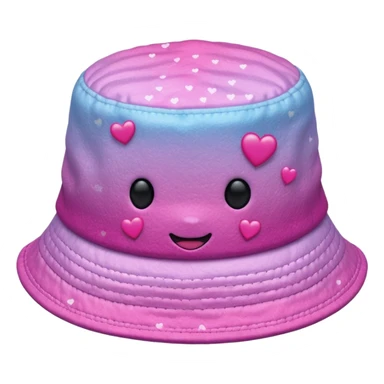 Pink ombre bucket hat with hearts and glitter sticker