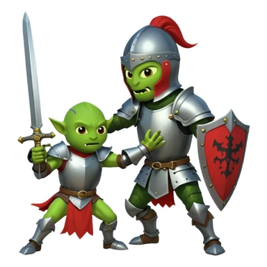 Knight fight against a goblin sticker