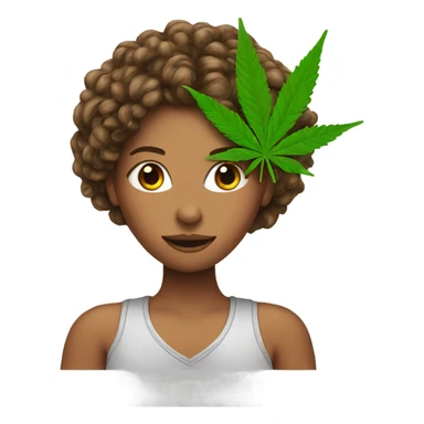 female hair, red holding marijuana leaf  sticker