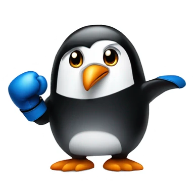 a menacing penguin with boxing gloves sticker