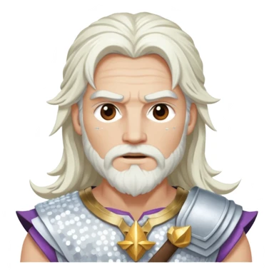 Jupiter, God of Thunder from Gods and Goddesses with long white hair, white sequin outfit sticker