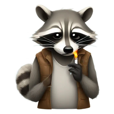Tired Raccoon smoking a cigarette sticker