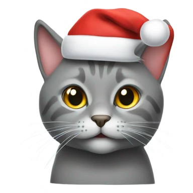 Grey cat with Santa hat sticker