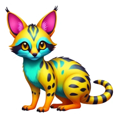 Exotic randomly colored colorful light cute lush neon-colored brightly colored Fakémon-Fionbri-Vernid-Genet-creature with markings (full body) sticker