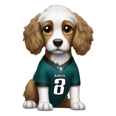 cute little dog wearing a eagles jersey  sticker