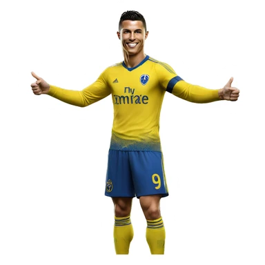 photorealistic Cristiano Ronaldo in Al Nassr jersey shows thumbs up sticker