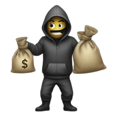 Thief with money bag sticker