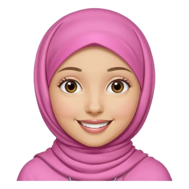 A medium light skin girl with pink hijab smile happily sticker