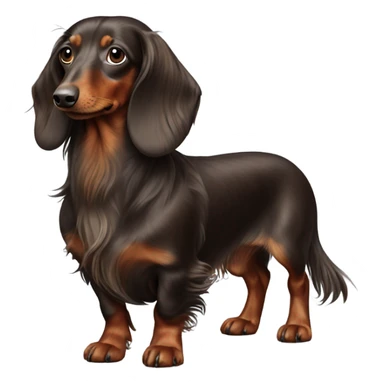 brown dapple long haired Dachshund full body sticker