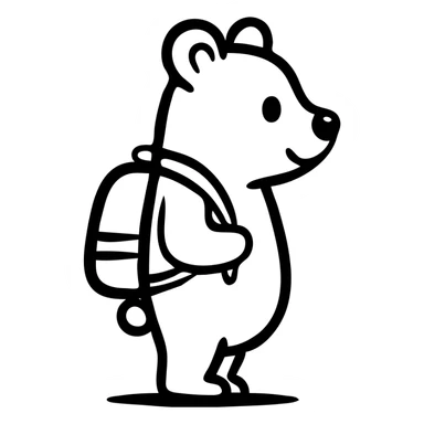 A bear wearing a backpack, standing upright sticker