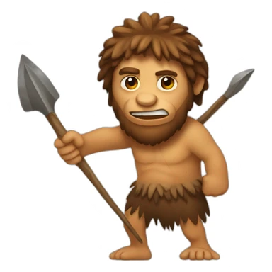 Neanderthal holding a spear sticker