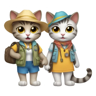 2 girl cats dressed up as tourists sticker