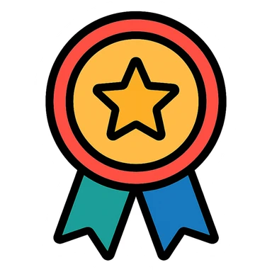 vector icon of a top category with gold and colorful elements, elegant and minimalist flat design, award badge style, 2D flat vector, trending icon look, soft shadows, isolated on white background, no text, perfect for commercial use sticker