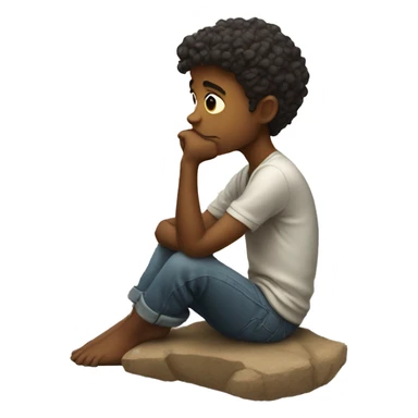 Thoughtful boy in contemplation sticker