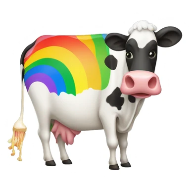 Moo Deng eating a rainbow sticker