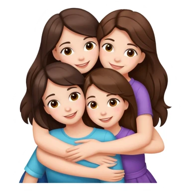 Five happy girls brunette and white races huggings  sticker