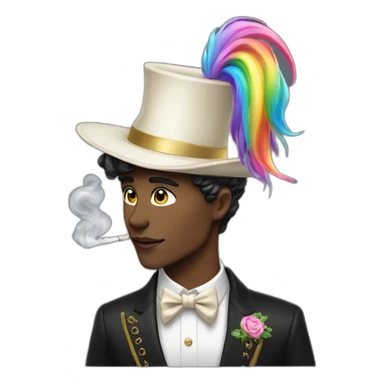 Posh-boy-with-smoking-and-rainbow-unicorn-hat sticker