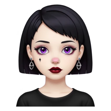 A girl with black and short hair, Gothic style lip and nose piercings and earrings sticker