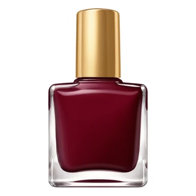 Dark wine red nail polish in a bottle square  with a gold lid sticker
