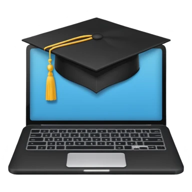 open laptop with graduation cap above it sticker