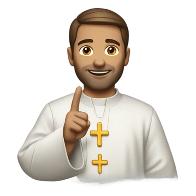 Priest with brown hair saying peace out sticker