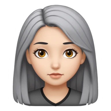 girl with black and gray hair and black eyes and long hair sticker