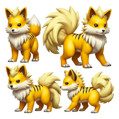 Cute Shiny Agumon-Arcanine-Renamon-Fakémon-hybrid-creature (full body)  sticker