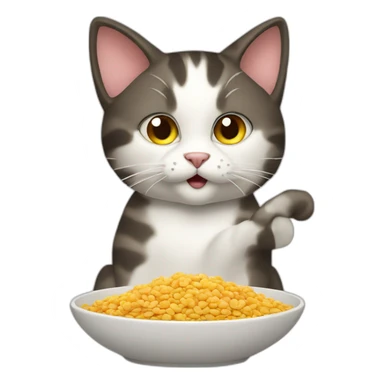 cat eating cereals sticker