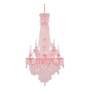 Light pink chandelier with clear crystals hanging  sticker
