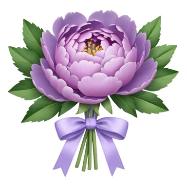 pastel lilac peony bouquet tied with a ribbon sticker