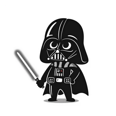 Darth Vader hand-drawn black doodle style sticker