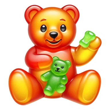 Sour gummi bears with citric acid powder sticker