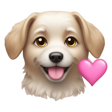 Dog with pink heart sticker