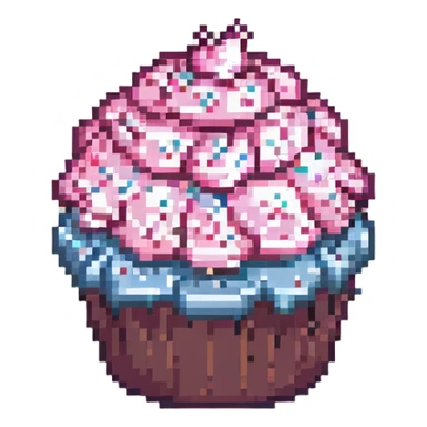 pixel art cupcake with pink icing sticker