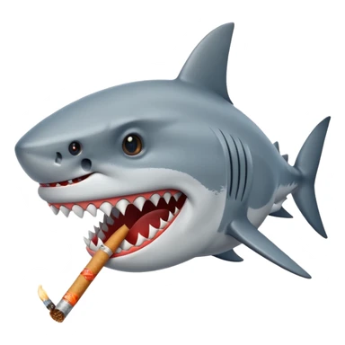 Shark face with a cigarette in its mouth sticker