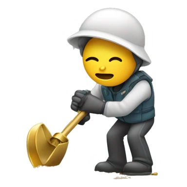 An emoji of a person using a metal detector to search for gold, focused and holding the detector close to the ground sticker