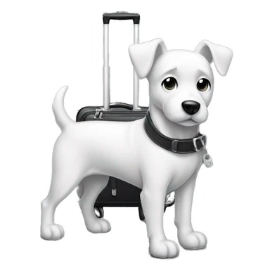 Mutt dog with suitcase black white  sticker