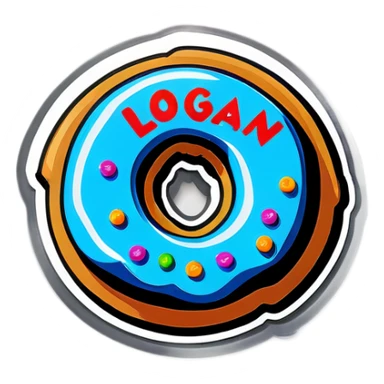  Donut coin that says the word “Logan” sticker