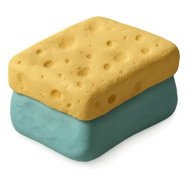 cleaning sponge in claymation style, pastel colors, visible fingerprints sticker