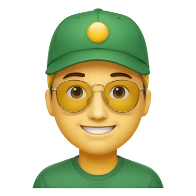 classic sunglasses emoji face with a green baseball cap sticker