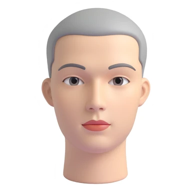 grey mannequin face, neutral expression, 3D style, smooth and realistic sticker