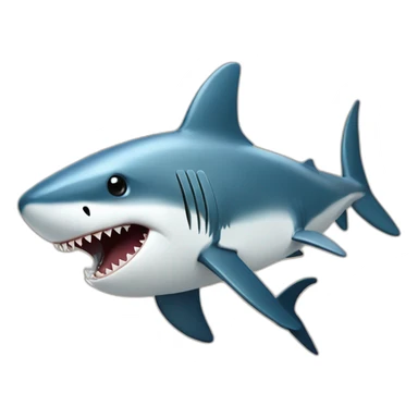 a shark eating a penguin in perpendiculaire position sticker