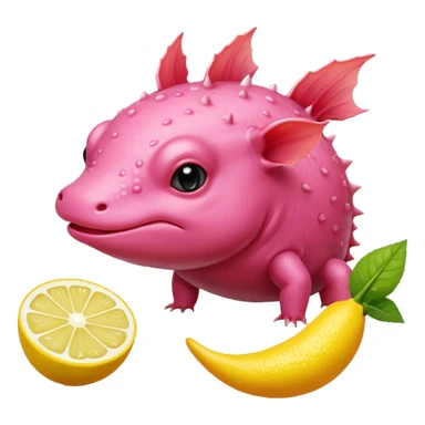 J’aimerais un Axolotl rose qui mange un citron sticker
