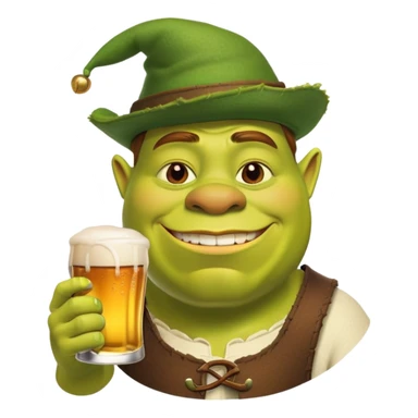 Shrek in hat with beer sticker